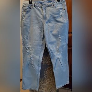 Time and Tru Denim Light colored Jeans Distressed 14 Mid Rise